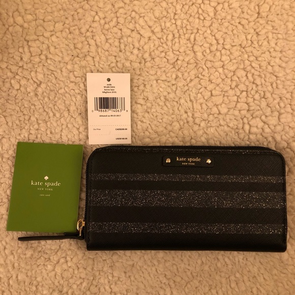 KATE SPADE Haven Lane Neda Blk Glitter Zip Wallet - Picture 7 of 8